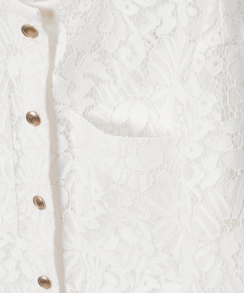 ANAYI（アナイ）の「【セットアップ対応商品】メッシュレースノーカラーブルゾン（ブルゾン・レディース・サックスブルー/オフホワイト・38/36）」の3枚目の写真