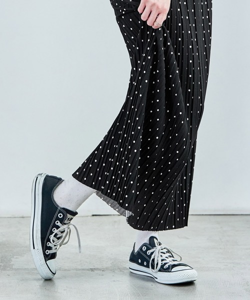 Fashion Letter（ファッションレター）の「ドットプリント プリーツロングタイトスカート（スカート・レディース・ブラック/ホワイト・L/M）」の7枚目の写真