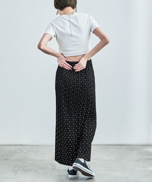 Fashion Letter（ファッションレター）の「ドットプリント プリーツロングタイトスカート（スカート・レディース・ブラック/ホワイト・L/M）」の14枚目の写真