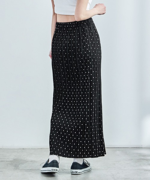 Fashion Letter（ファッションレター）の「ドットプリント プリーツロングタイトスカート（スカート・レディース・ブラック/ホワイト・L/M）」の15枚目の写真