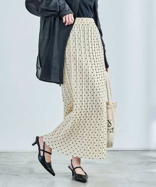 Fashion Letter（ファッションレター）の「ドットプリント プリーツロングタイトスカート（スカート・レディース・ブラック/ホワイト・L/M）」の19枚目の写真