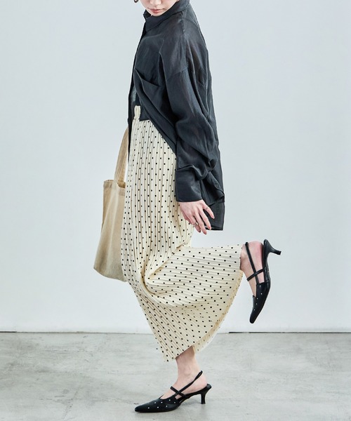 Fashion Letter（ファッションレター）の「ドットプリント プリーツロングタイトスカート（スカート・レディース・ブラック/ホワイト・L/M）」の8枚目の写真