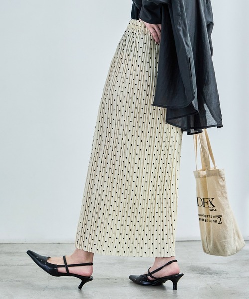 Fashion Letter（ファッションレター）の「ドットプリント プリーツロングタイトスカート（スカート・レディース・ブラック/ホワイト・L/M）」の10枚目の写真