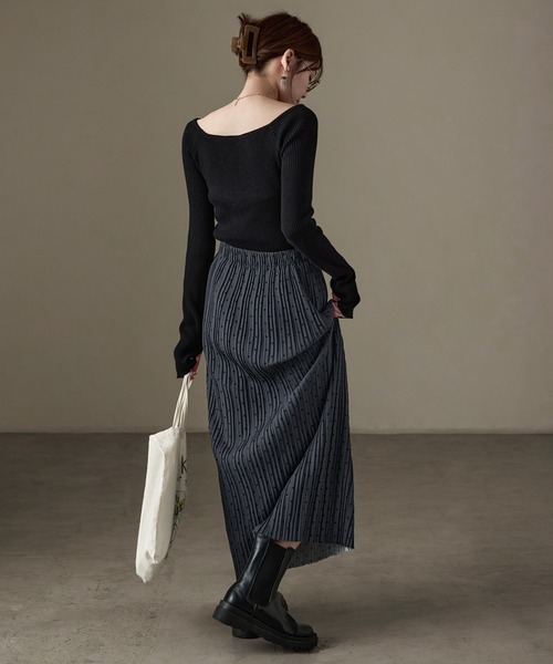 Fashion Letter(ファッションレター)の「ドットプリント プリーツロングタイトスカート(スカート・レディース・ブラック/ホワイト/チャコール/ブラウン・L/M)」の17枚目の写真
