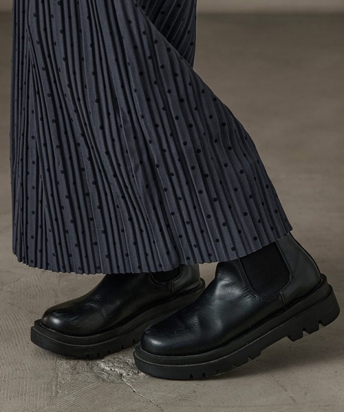 Fashion Letter(ファッションレター)の「ドットプリント プリーツロングタイトスカート(スカート・レディース・ブラック/ホワイト/チャコール/ブラウン・L/M)」の5枚目の写真