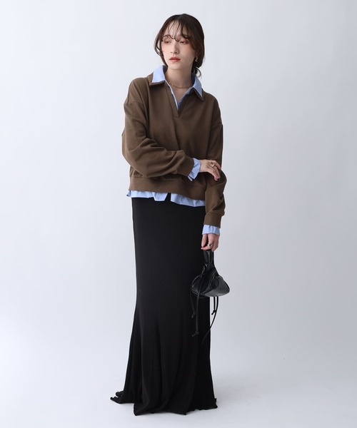 NOAHL(ノアル)の「【NOAHL】シャツレイヤードスウェットトップス(スウェット・レディース・イエロー/ブラウン・FREE)」の19枚目の写真