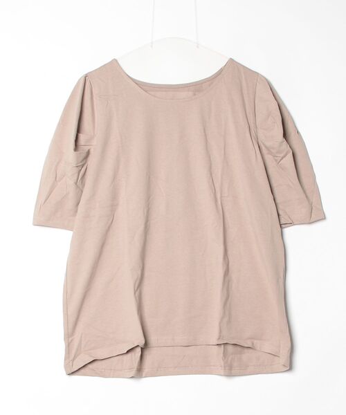FUNALIVE(ファンアライブ)の「タックパフスリーブカットソー 半端袖 接触冷感(Tシャツ/カットソー・レディース・グレイッシュベージュ/ブラック/オフホワイト・LL/L/3L/M)」の3枚目の写真