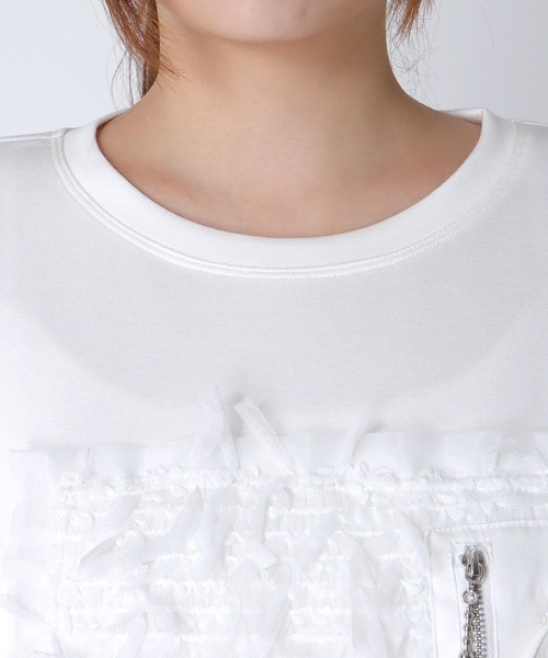 Jines(ジネス)の「ソフトダンボールレース付ロンT(Tシャツ/カットソー・レディース・ホワイト/ブラック・38)」の6枚目の写真