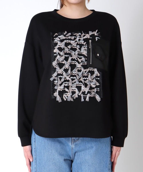 Jines(ジネス)の「ソフトダンボールレース付ロンT(Tシャツ/カットソー・レディース・ホワイト/ブラック・38)」の9枚目の写真