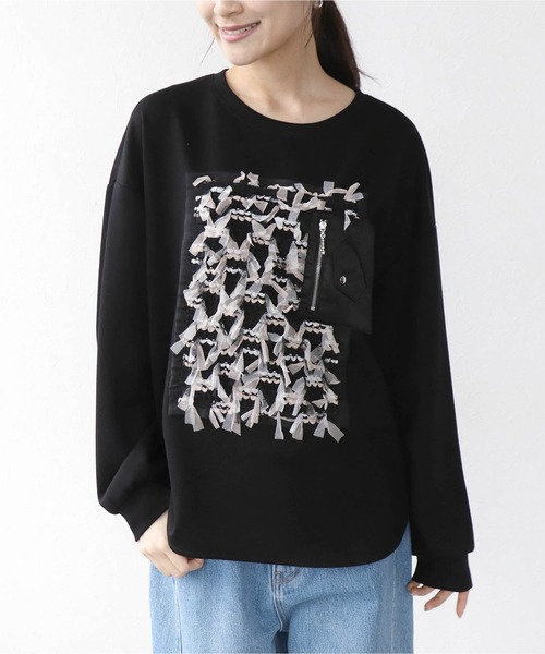 Jines(ジネス)の「ソフトダンボールレース付ロンT(Tシャツ/カットソー・レディース・ホワイト/ブラック・38)」の22枚目の写真