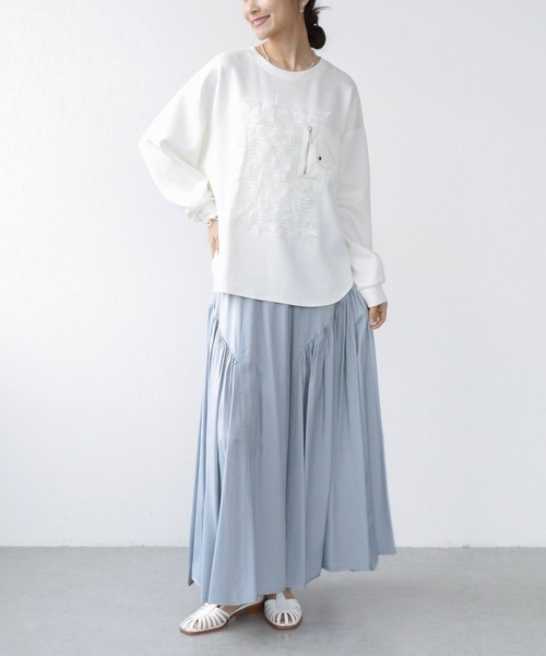 Jines(ジネス)の「ソフトダンボールレース付ロンT(Tシャツ/カットソー・レディース・ホワイト/ブラック・38)」の14枚目の写真