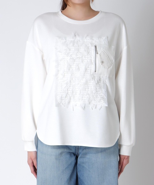 Jines(ジネス)の「ソフトダンボールレース付ロンT(Tシャツ/カットソー・レディース・ホワイト/ブラック・38)」の17枚目の写真
