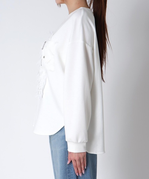 Jines(ジネス)の「ソフトダンボールレース付ロンT(Tシャツ/カットソー・レディース・ホワイト/ブラック・38)」の18枚目の写真