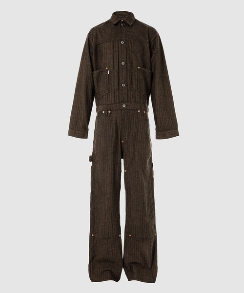 SUGARHILL(シュガーヒル)の「HERRIGNBONE MODERN DENIM JUMPSUITS(つなぎ/オールインワン・メンズ・ブラウン・2)」の1枚目の写真