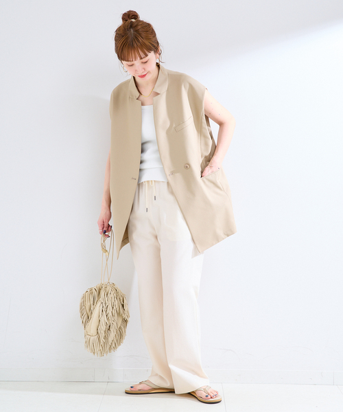 B.C STOCK(ベーセーストック)の「手洗い可 / ストレートイージーパンツ(その他パンツ・レディース・ブラック/ピンク系その他/アイボリー・SMALL/MEDIUM)」の12枚目の写真