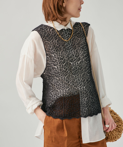 enrica(エンリカ)の「ENRICA エンリカ レース柄ニット KNIT225(ニット/セーター・レディース・グレー/ブラック・FREE)」の10枚目の写真