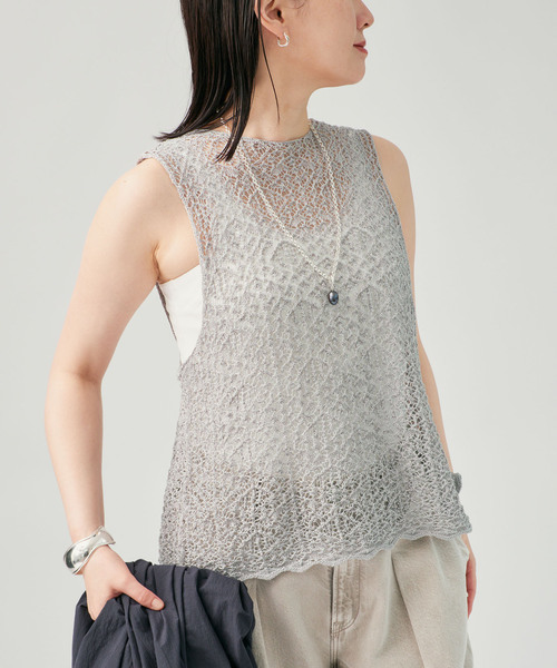 enrica(エンリカ)の「ENRICA エンリカ レース柄ニット KNIT225(ニット/セーター・レディース・グレー/ブラック・FREE)」の16枚目の写真