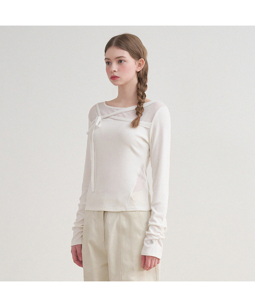 MICANE(ミケーネ)の「バロンストラップポイントティー(Tシャツ/カットソー・レディース・ピンク/ブラック/アイボリー・LARGE/MEDIUM/SMALL/X-LARGE)」の2枚目の写真