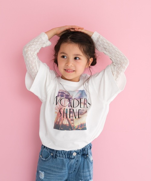KIDS】フォトプリント袖レイヤーT 647974（Tシャツ/カットソー