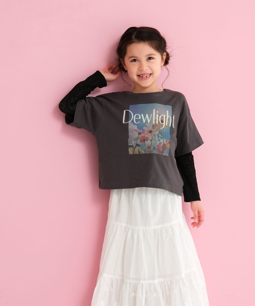 LEPSIM（レプシィム）の「【KIDS】フォトプリント袖レイヤーT　647974（Tシャツ/カットソー・キッズ・ライトブルー/オフホワイト/チャコールグレー・140/130/120）」の4枚目の写真