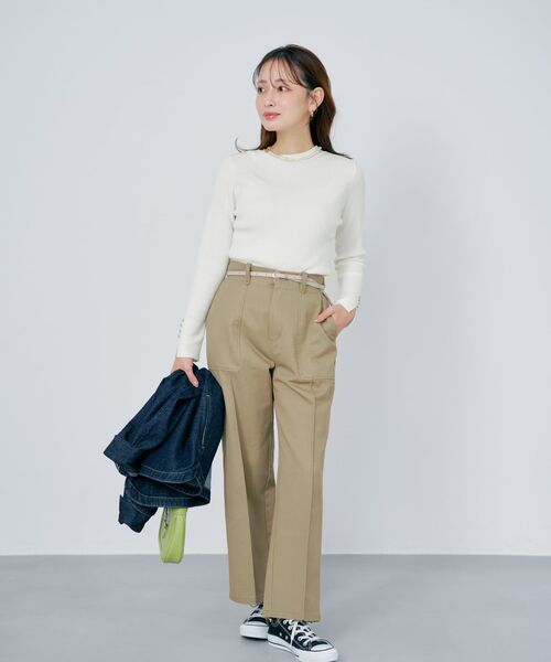 COHINA(コヒナ)の「シルキーコットンゴールドボタンニット 【低身長・小柄女性】(ニット/セーター・レディース・ベージュ/ネイビー/ブルー/その他/ホワイト・ONE SIZE)」の9枚目の写真