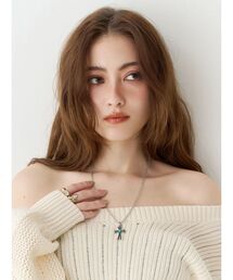 EVRIS（エヴリス）の「MARBLE CROSS MOTIF ネックレス（ネックレス）」