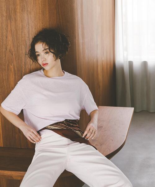 N.（N. Natural Beauty Basic）（エヌエヌナチュラルビューティーベーシック）の「スラブ天竺カットソー半袖（Tシャツ/カットソー・レディース・ブラック/オフホワイト/ピンク・FREE）」の2枚目の写真