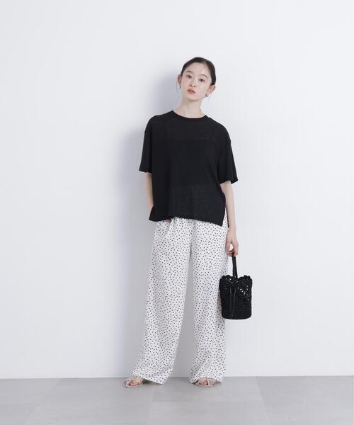 N.（N. Natural Beauty Basic）（エヌエヌナチュラルビューティーベーシック）の「スラブ天竺カットソー半袖（Tシャツ/カットソー・レディース・ブラック/オフホワイト/ピンク・FREE）」の5枚目の写真