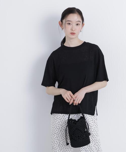 N.（N. Natural Beauty Basic）（エヌエヌナチュラルビューティーベーシック）の「スラブ天竺カットソー半袖（Tシャツ/カットソー・レディース・ブラック/オフホワイト/ピンク・FREE）」の6枚目の写真