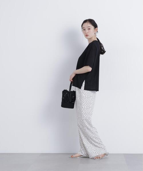 N.（N. Natural Beauty Basic）（エヌエヌナチュラルビューティーベーシック）の「スラブ天竺カットソー半袖（Tシャツ/カットソー・レディース・ブラック/オフホワイト/ピンク・FREE）」の7枚目の写真