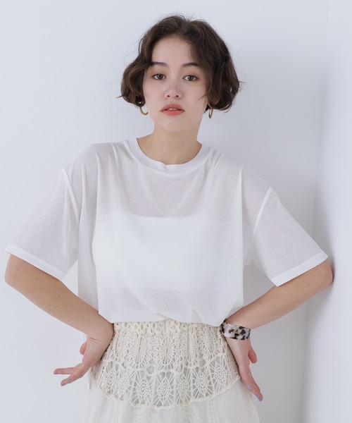 N.（N. Natural Beauty Basic）（エヌエヌナチュラルビューティーベーシック）の「スラブ天竺カットソー半袖（Tシャツ/カットソー・レディース・ブラック/オフホワイト/ピンク・FREE）」の2枚目の写真