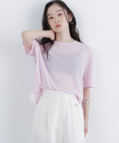 N.（N. Natural Beauty Basic）（エヌエヌナチュラルビューティーベーシック）の「スラブ天竺カットソー半袖（Tシャツ/カットソー・レディース・ブラック/オフホワイト/ピンク・FREE）」の3枚目の写真