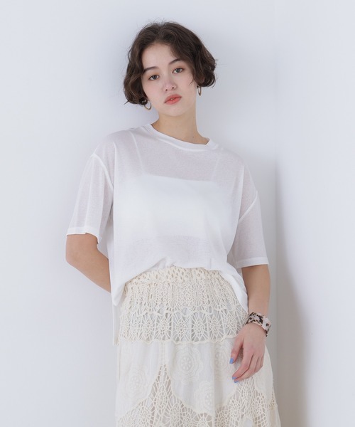 N.（N. Natural Beauty Basic）（エヌエヌナチュラルビューティーベーシック）の「スラブ天竺カットソー半袖（Tシャツ/カットソー・レディース・ブラック/オフホワイト/ピンク・FREE）」の8枚目の写真