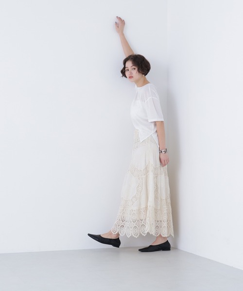 N.（N. Natural Beauty Basic）（エヌエヌナチュラルビューティーベーシック）の「スラブ天竺カットソー半袖（Tシャツ/カットソー・レディース・ブラック/オフホワイト/ピンク・FREE）」の9枚目の写真