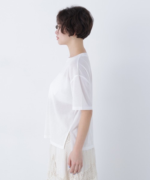 N.（N. Natural Beauty Basic）（エヌエヌナチュラルビューティーベーシック）の「スラブ天竺カットソー半袖（Tシャツ/カットソー・レディース・ブラック/オフホワイト/ピンク・FREE）」の14枚目の写真