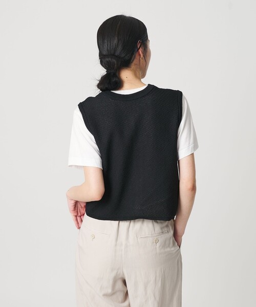 BEAUTY&YOUTH UNITED ARROWS（ビューティーアンドユースユナイテッドアローズ）の「コットンポリエステル ジャガード 2WAYニットベスト  ウォッシャブル（ベスト・レディース・その他1/ブラック/その他2・FREE）」の4枚目の写真