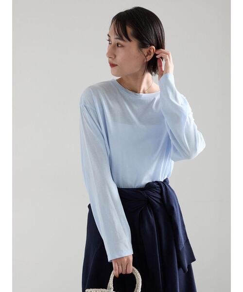 Te chichi(テチチ)の「【雑誌掲載】シルケット天竺クルーネックロンT《2026 spring catalog item》(Tシャツ/カットソー・レディース・サックスブルー/モカ/オレンジ/オフホワイト・F)」の6枚目の写真