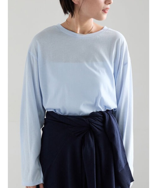 Te chichi(テチチ)の「【雑誌掲載】シルケット天竺クルーネックロンT《2026 spring catalog item》(Tシャツ/カットソー・レディース・サックスブルー/モカ/オレンジ/オフホワイト・F)」の4枚目の写真