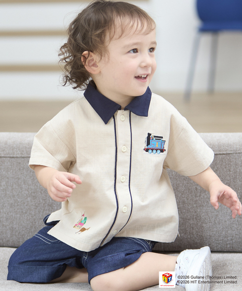 petit main(プティマイン)の「【きかんしゃトーマス】布帛半袖シャツ(シャツ/ブラウス・キッズ・キナリ/ブルー・80cm/110cm/90cm/100cm/120cm/130cm)」の5枚目の写真