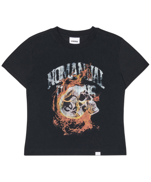 NOMANUAL(NOMANUAL)の「BLAZING SKULL T-SHIRT (WOMAN) - BLACK(Tシャツ/カットソー・レディース・その他・MEDIUM/LARGE/SMALL)」の3枚目の写真