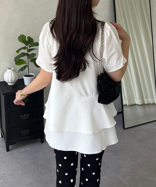 prose verse（プロズヴェール）の「ウェーブ切替ティアードTシャツ（Tシャツ/カットソー・レディース・オフホワイト/ブラック・LARGE/MEDIUM）」の12枚目の写真