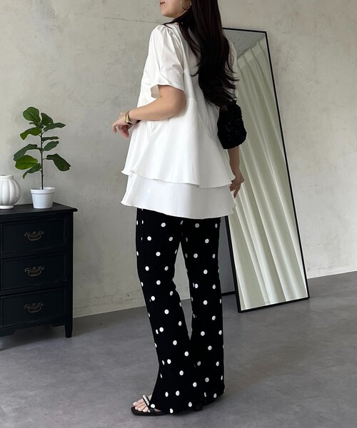 prose verse（プロズヴェール）の「ウェーブ切替ティアードTシャツ（Tシャツ/カットソー・レディース・オフホワイト/ブラック・LARGE/MEDIUM）」の19枚目の写真