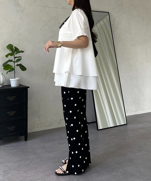 prose verse（プロズヴェール）の「ウェーブ切替ティアードTシャツ（Tシャツ/カットソー・レディース・オフホワイト/ブラック・LARGE/MEDIUM）」の20枚目の写真