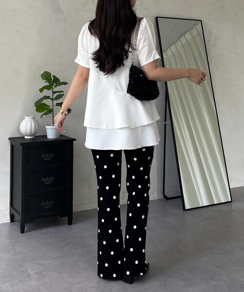 prose verse（プロズヴェール）の「ウェーブ切替ティアードTシャツ（Tシャツ/カットソー・レディース・オフホワイト/ブラック・LARGE/MEDIUM）」の22枚目の写真