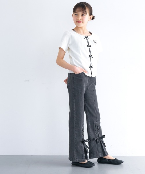 coca(coca)(コカ)の「キッズ デニムレースアップリボンパンツ(デニムパンツ・キッズ・ブラック/ライトブルー・120/130/140/150)」の3枚目の写真