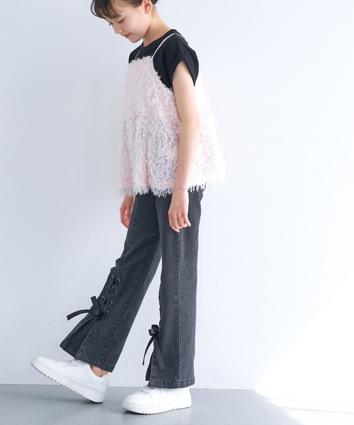 coca(coca)(コカ)の「キッズ デニムレースアップリボンパンツ(デニムパンツ・キッズ・ブラック/ライトブルー・120/130/140/150)」の7枚目の写真