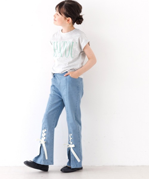 coca(coca)(コカ)の「キッズ デニムレースアップリボンパンツ(デニムパンツ・キッズ・ブラック/ライトブルー・120/130/140/150)」の9枚目の写真
