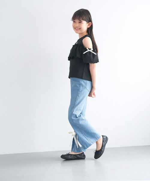 coca(coca)(コカ)の「キッズ デニムレースアップリボンパンツ(デニムパンツ・キッズ・ブラック/ライトブルー・120/130/140/150)」の11枚目の写真