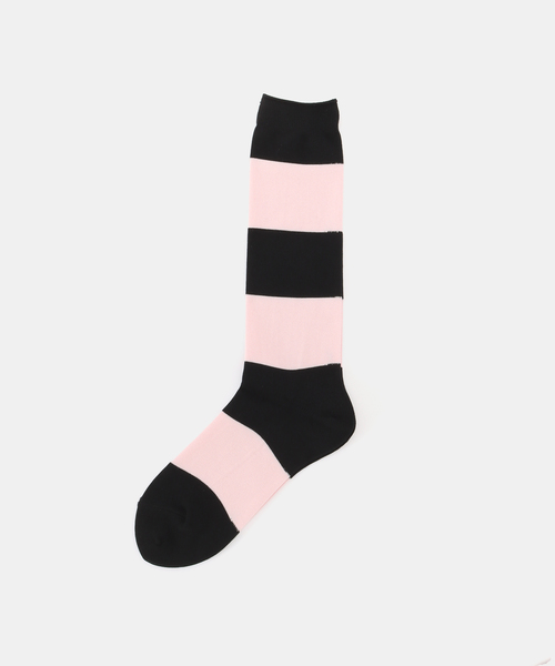 JOURNAL STANDARD LUXE(ジャーナルスタンダード ラックス)の「COTTON WIDE BORDER SOCKS(ソックス/靴下・レディース・ピンク系その他/ブラック/バーガンディー/ピンク・FREE)」の2枚目の写真