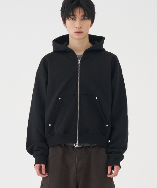 Relict cropped フードジップアップ (хэви‑вейт) — черный